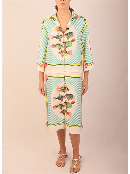 Silk dress with fish print Laboratorio Capri | BERILLOLALLOVERELBETOVAL